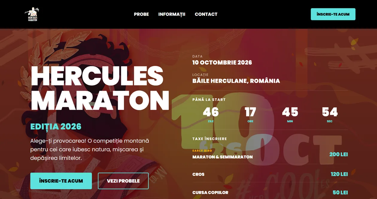 Captură de ecran website Hercules Maraton